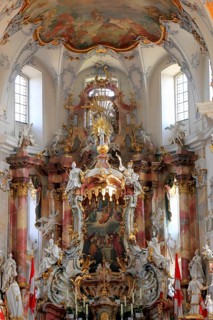 High altar in the Vierzehnheiligen Basilica, Bad Staffelstein, Lichtenfels district, Upper