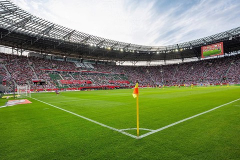 WROCLAW, POLAND, MAY 31, 2026: Friendly football match Poland vs Ukraine. Aerial view at the pitch