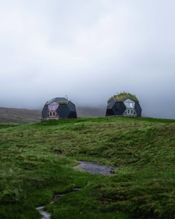 2 grass houses on Streymoy, Faroe Islands