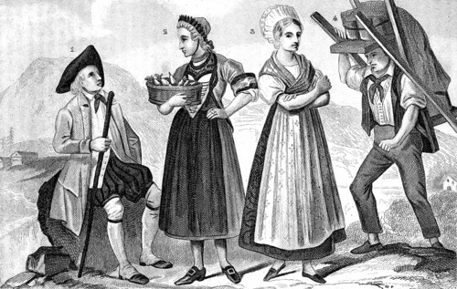 Traditional clothing styles and culture from the 19th century. Traditional costumes from the canton