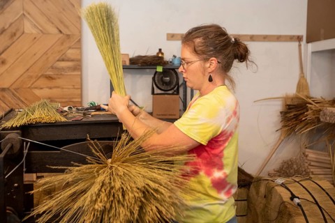 Berea, Kentucky - June Rosenbarker makes traditional Appalachian brooms and whiskbrooms by hand at