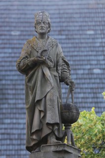 Regiomontanus fountain built in 1871, memorial to Regiomontanus alias Johannes Müller, medieval