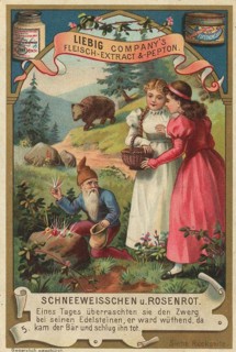 Picture series Fairy Tales, Snow White and Rose Red, one day they surprised the dwarf with his