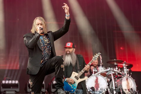 Singer Matt Walst from the Canadian rock band Three Days Grace live on the Utopia Stage during the