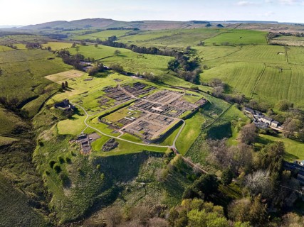 Aerial Photo of aerial view of roman Vindolanda Fort at the Hadrian's wall in Northumberland, UK