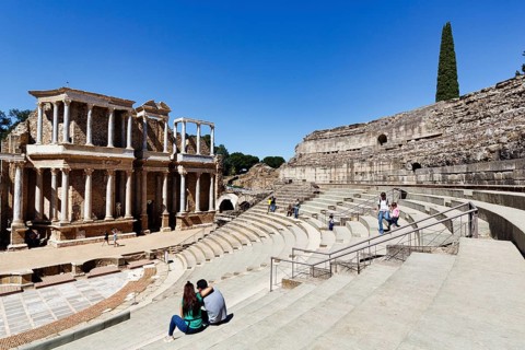 Monumental stage, Roman Theatre, Teatro Romano, UNESCO World Heritage Site, Emerita Augusta
