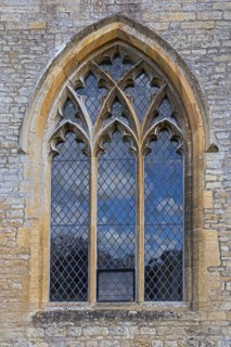 Window, St Mary's Church, Bibury, The Cotswolds, England, Great Britain