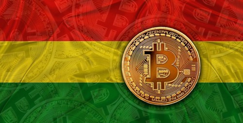 Investors in Blockchain Technology with Bolivia flag background. Bitcoin cryptocurrency with