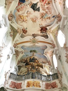 Ceiling fresco of the monastery church in Mönchsdeggingen Abbey, former monastery of the