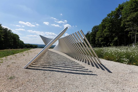 Art in public space, sculpture made of aluminum profile pipes by artist Martin Burchard, life's