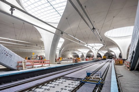 Stuttgart 21 station with light eyes tunnel Construction site new main station in Stuttgart,