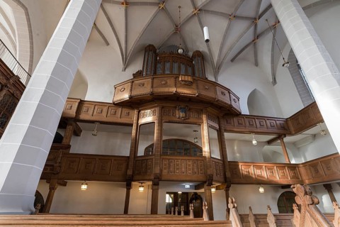 Protestant organ from 1910 in St. Peter's Cathedral, simultaneous church, built 1213-1221, Bautzen,