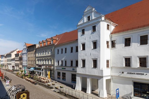 Schlossstraße mit Röhrwasser, Luther city Wittenberg, Saxony-Anhalt, Germany