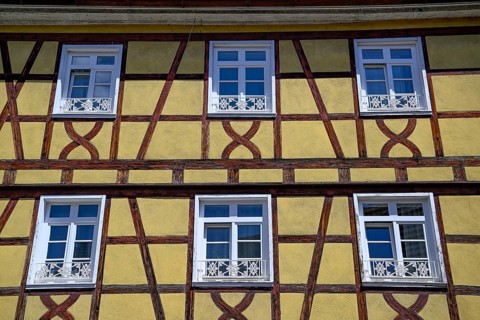 Half-timbered façade in Gernsbach, Murgtal, Rastatt district, Northern Black Forest,