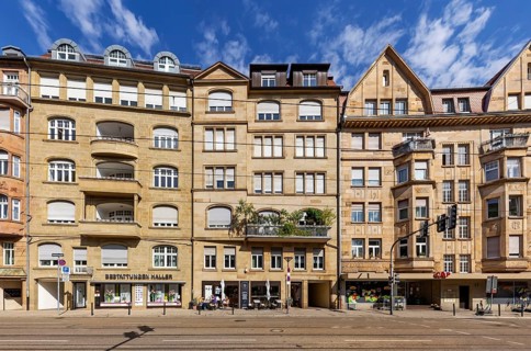 Building on Schwabstraße Stuttgart-West. Facades in the Art Nouveau style. Stuttgart,