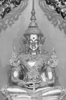 Symbolic depiction of Buddha as an enlightened, radiant and royal being in princely jewellery, with