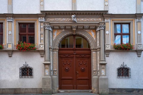 Renaissance portal from 1556 of the former mint, Untermarkt, Görlitz, Upper Lusatia, Saxony,