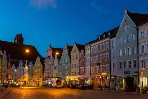 Renaissance houses, Renaissance building style, Blaue Stunde, Altstadt, Landshut, Lower Bavaria,