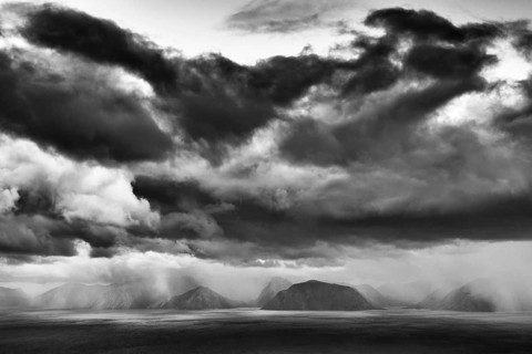 Rain showers over the Norwegian Sea, Söröya, Finnmark, Norway, September 2018
