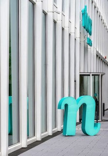 Entrance to the nhow Hotel in Frankfurt city center, Frankfurt am Main, Hesse, Germany