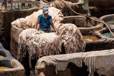 Chouwara tanning and dyeing district, Fez El Bali, Medina, UNESCO World Heritage Site, Fez, Morocco
