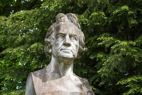 Statue of Christian Daniel Rauch in front of his birthplace, German Neoclassicism sculptor, Bad
