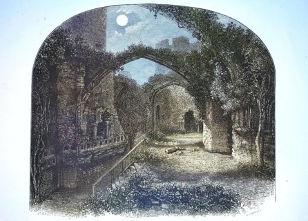 Banquet hall in Conay Castle. Ruins of a medieval castle built between 1283 and 1287 in County