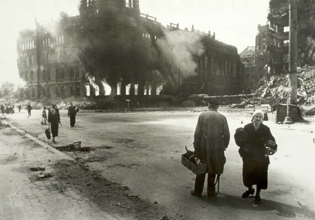 Burning Police Headquarters, Vienna, Austria, April 1945 After the successful liberation of