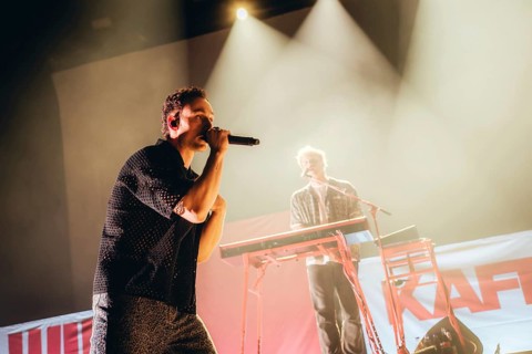 Johannes Eisner, singer from Kaffkiez live on Wir Tour 2026 in Berlin's Max-Schmeling-Halle on 24