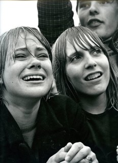 Beatles, fans, young girls, scream, enthusiasm, ecstasy, wet, two teenage girls show emotional