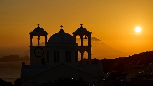 Church, Orthodox Greek Orthodox church, Agios Nikolaos church, silhouette of a church against an