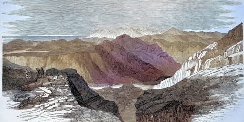 Rugged, impassable mountain landscape in Montenegro around 1870, reproduction from a 19th century