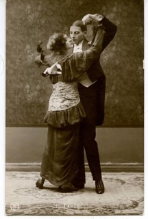 Tango, dance pose, twenties, a couple dancing closely entwined tango, captured in a vintage photo,