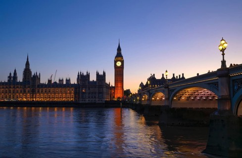 Night view, Thames, Westminster Bridge, Bridge, Houses of Parliament, Elizabeth Tower, Tower with