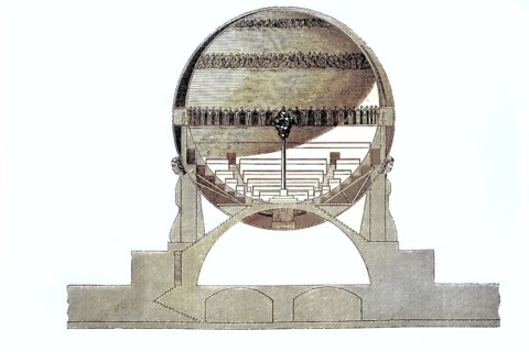 Outline of the utopian design for a cemetery building, Cimetière de la Ville de Chaux, designed by