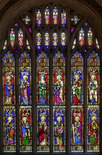Stained glass east window Apostles Window, Dorest Aisle, Church of Saint Mary, Ottery St Mary,