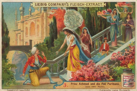 Picture series Prince Achmed and the fairy Paribanu, Prince Achmed in a magnificent garden or