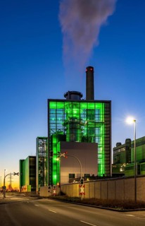 The Lausward combined heat and power plant in Düsseldorf, gas and steam turbine power plant,