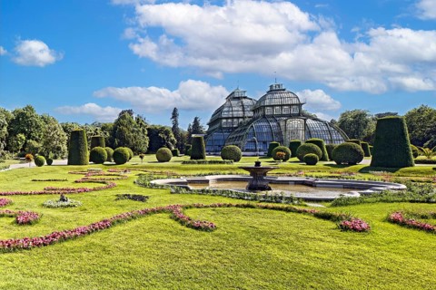 Palm house, Habsburg plant collections with 4500 plant species, largest glass house in mainland