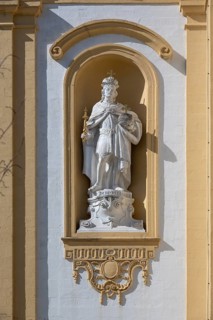 Sculpture of Emperor Henry II, 973 to 1024, at the parish church of the Assumption of Mary,