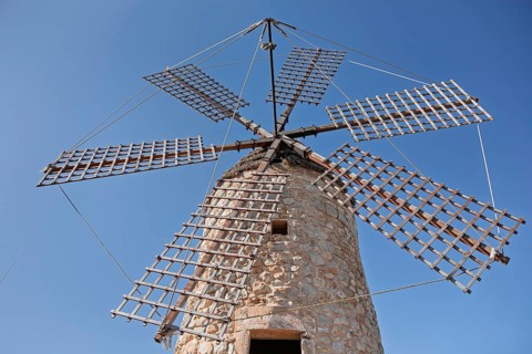 Historic windmill, windmill wing, Majorca, Balearic Islands, Spain