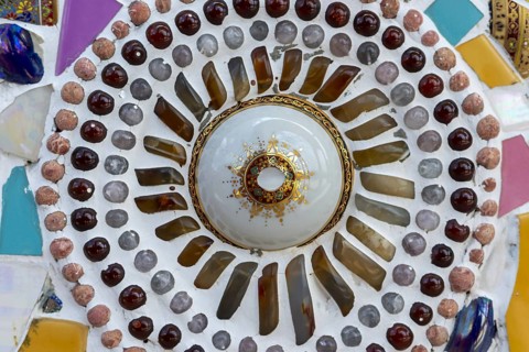 Main chedi (Phra That) decorated with over 5 million colourful mosaic stones and ceramic pieces,