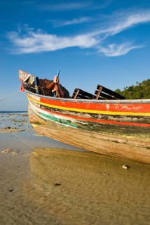 Longtail boat in Siam Bay on Racha Yai Island, Thailand, Asia, Siam, Southeast Asia, longtail boat,