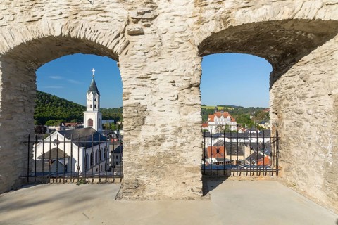 Elsterberg Castle Ruins and Laurentiuskirche Tower, Vogtland, Saxony, Germany