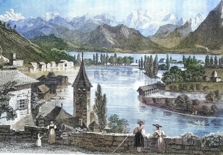 Surrounding area of Zurich, Lake Zurich around 1870, Switzerland, illustration, reproduction from a