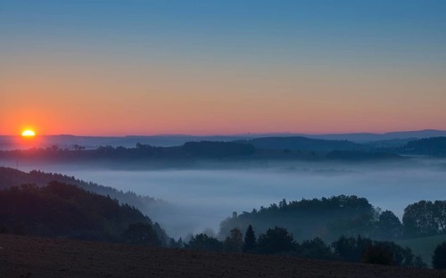 Germany, Greiz, Thuringia, Thuringia, Autumn, Cultivated Landscape, Haze, Autumn, Cultural