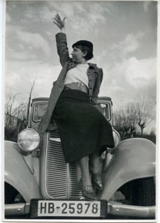 Fashion, vintage car, eagle, car, radiator figure, elegant woman, advertising photo, A woman