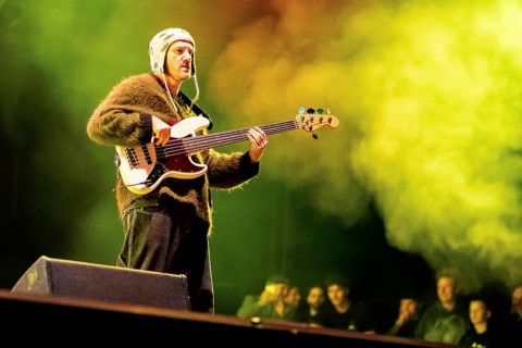 Nürburg, 06.06.26 - Bass player of the US rock band Limp Bizkit during their performance at Rock am