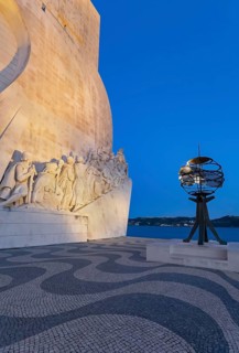 Monument to the Discoveries (Padrao dos Descobrimentos) at dusk, Belem, Lisbon, Portugal