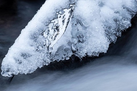 Ice formation in Strömende Winterbach, Gällivare, Norrbotten, Lapland, Sweden, October 2020